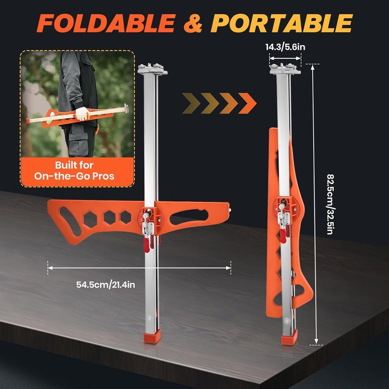 SakerPlus Foldable Drywall Cutting Tool,Cuts 1/4"& 3/8"& 1/2" Boards,Portable Gypsum Board Cutter Laser-Etched Dual Scale for Home Renovation,Drywall Projects with 10pcs Blades (Dual Positioning Red) - Image 2